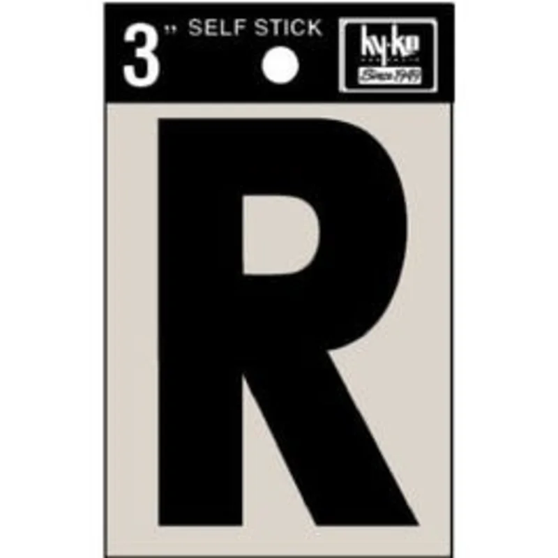 Address Letters, "R", Black Vinyl, Adhesive, 3-In.