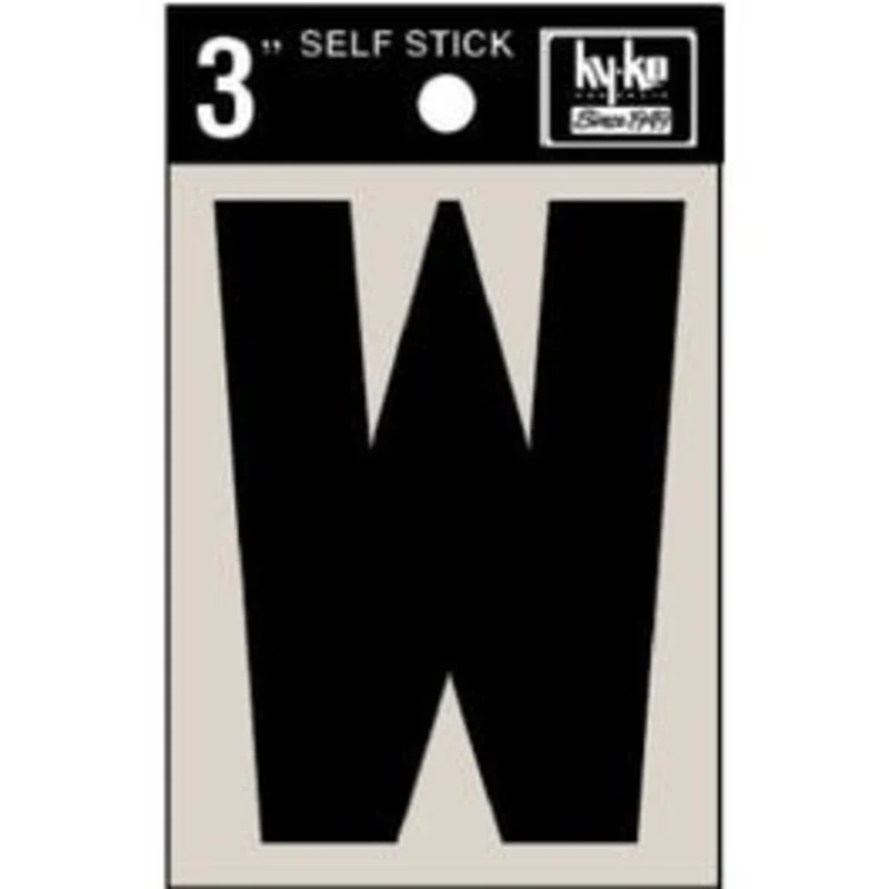 Address Letters, "W", Black Vinyl, Adhesive, 3-In.
