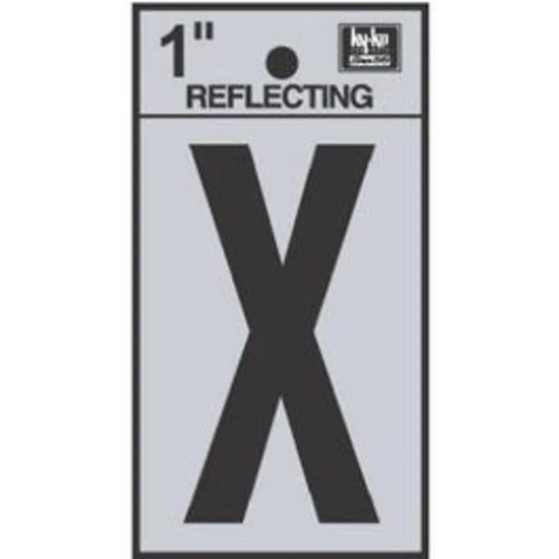 Address Letters, "X", Reflective Black/Silver Vinyl, Adhesive, 1-In.