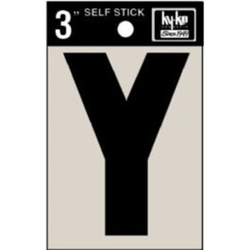 Address Letters, "Y", Black Vinyl, Adhesive, 3-In.