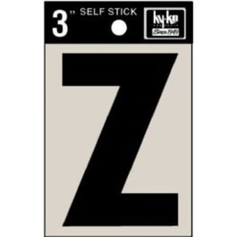 Address Letters, "Z", Black Vinyl, Adhesive, 3-In.