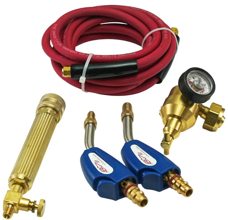 AERO JET Air/Acetylene High Temperature Self-Lighting Brazing/Soldering Torch Kit AKJ3SSL