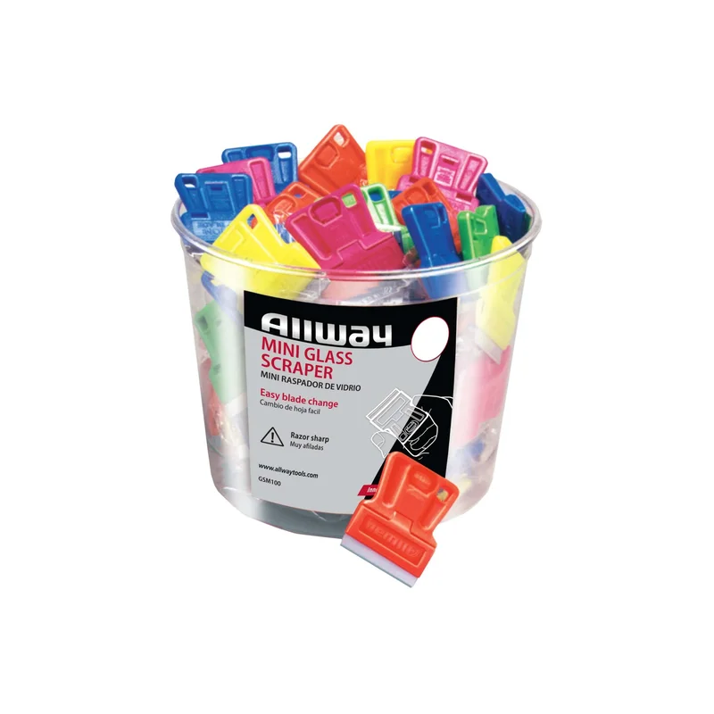 Allway Mini Glass Scraper  100/Bucket, Bagged 1-1/2" x 2"