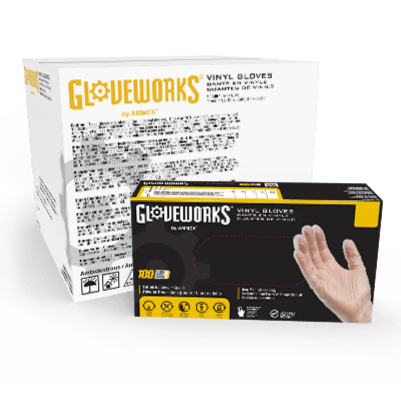 Ammex Gloveworks Clear Vinyl PF Ind Clear
