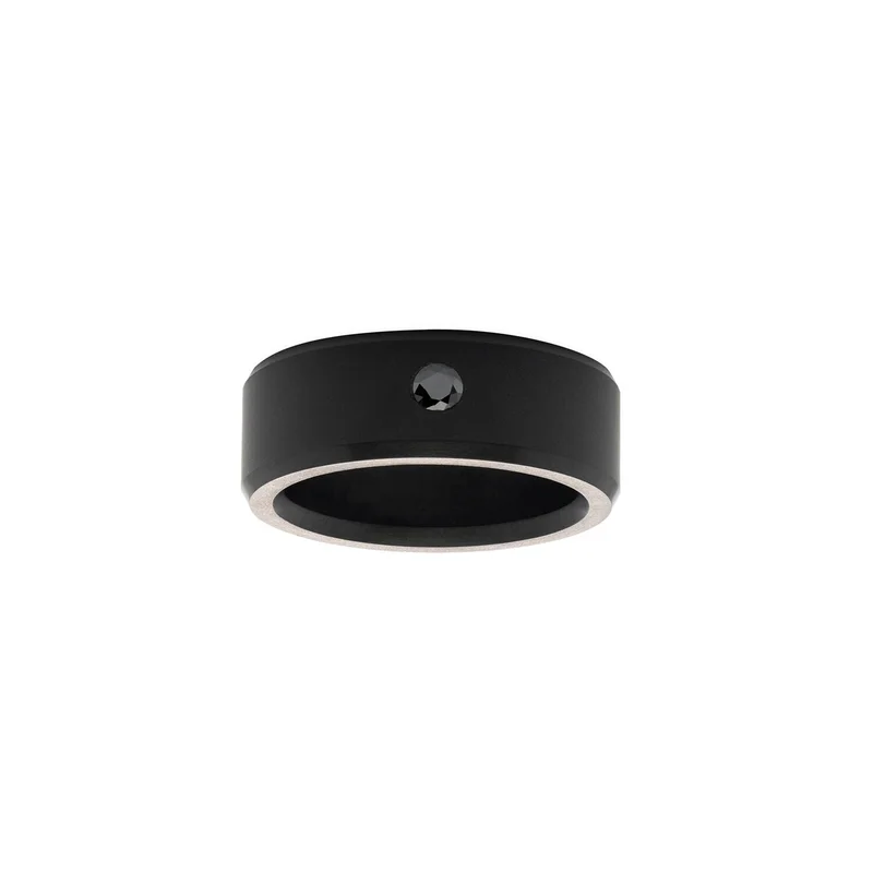 ARES BEVELED MATTE BLACK DIAMOND MENS BAND