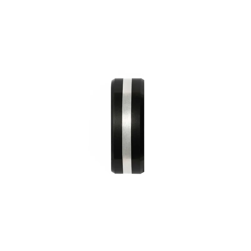 ARES BEVELED MATTE INLAY SILVER MENS BAND
