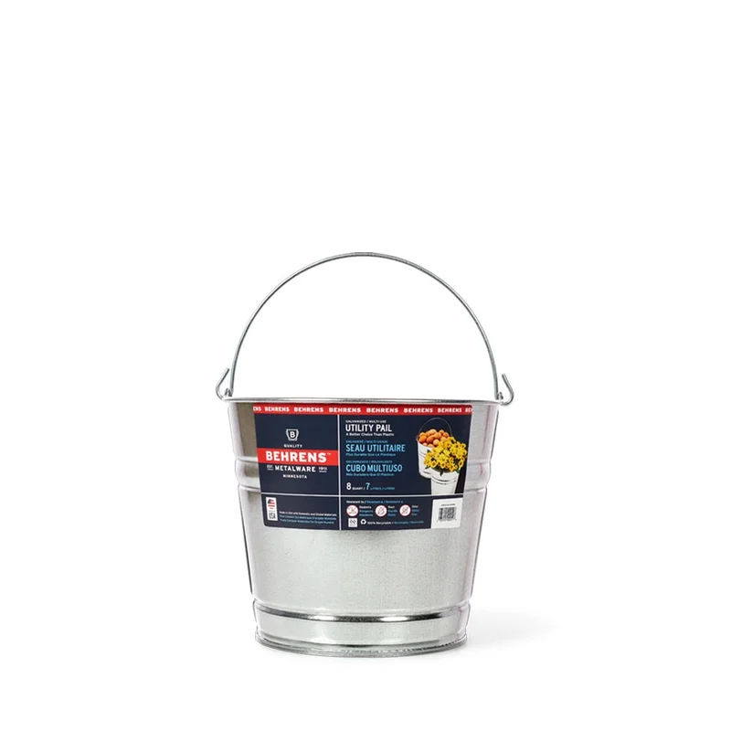 Behrens 8 Quart Galvanized Steel Pail Silver