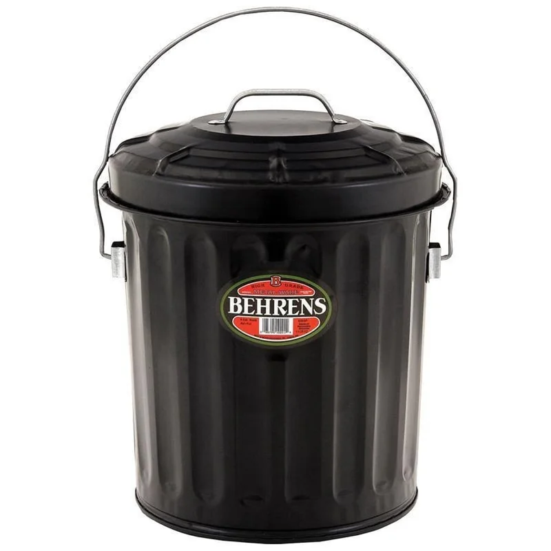 BEHRENS ASH PAIL WITH LID BLACK