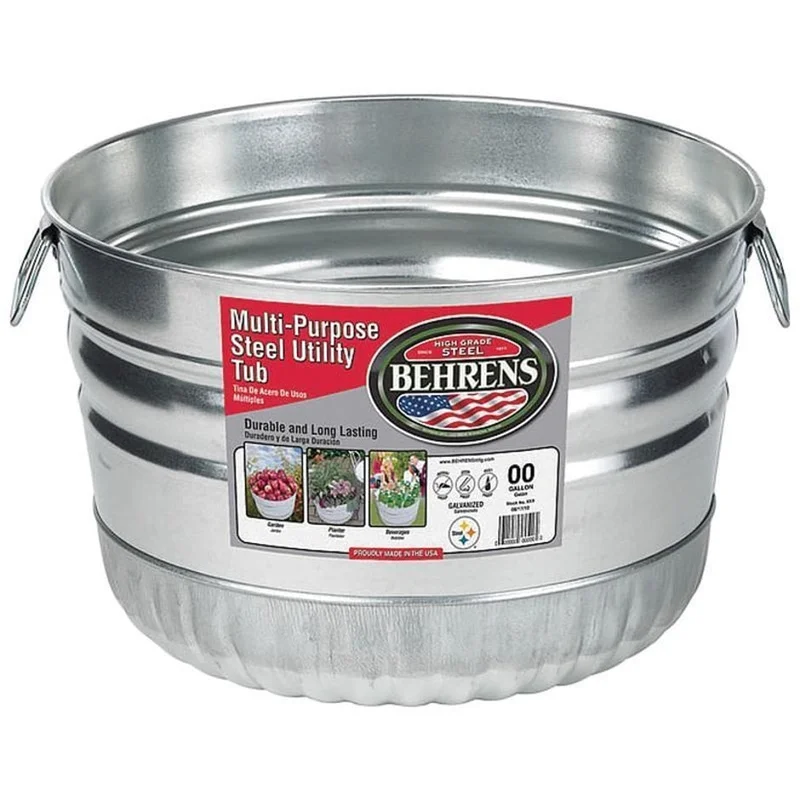 BEHRENS GALVANIZED STEEL UTILITY BASKET TUB STEEL
