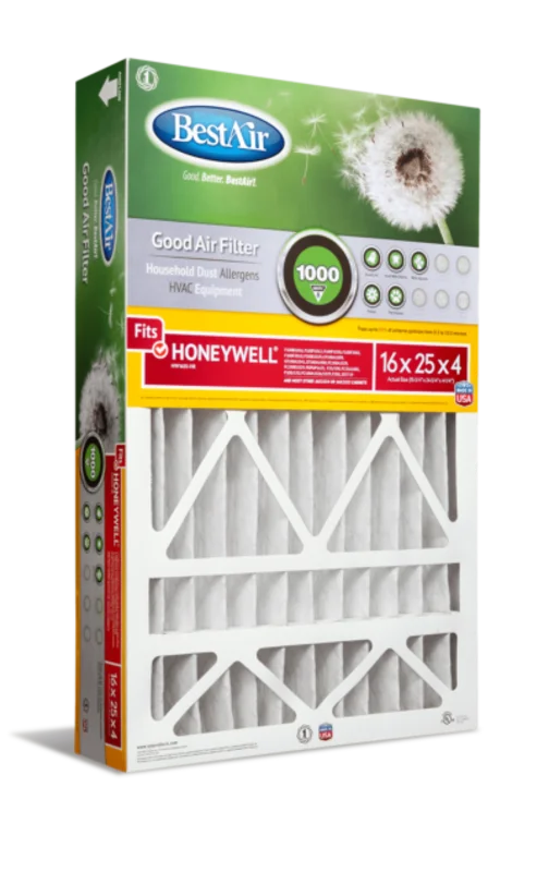 BestAir 16 x 25 x 4, Air Cleaning Furnace Filter, MERV 8, Removes Allergens & Contaminants, For Honeywell Models