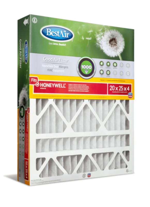 BestAir 20 x 25 x 4 in. Air Cleaning Furnace Filter, MERV 8, Removes Allergens & Contaminants, For Honeywell Models