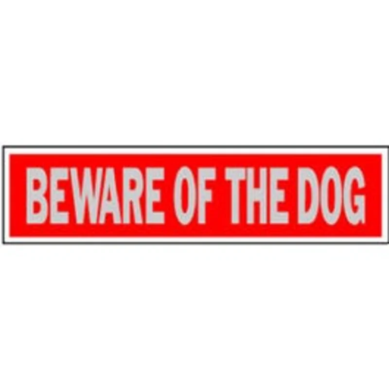 "Beware Of Dog" Sign, Red Aluminum, 2 x 8-In.