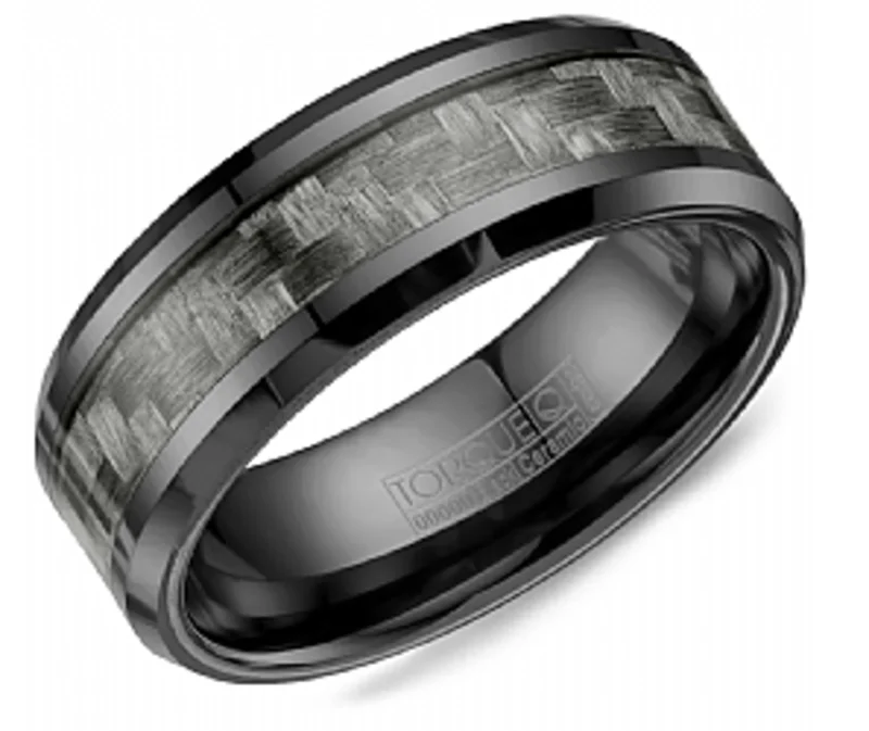 BLACK CERAMIC 8MM BLK CARBON FIBER CTR HP EDGE SZ 10