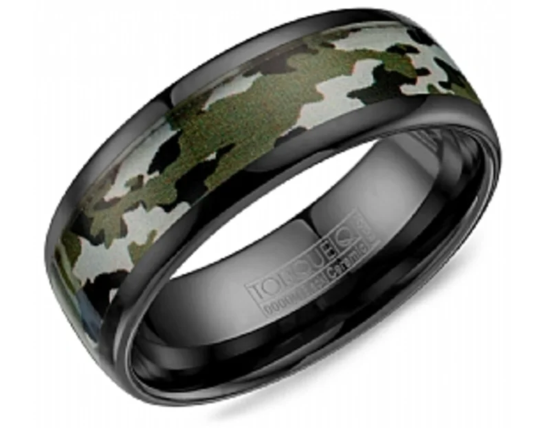 BLACK CERAMIC 8MM CAMO PATTERN CTR HP EDGE SZ 10