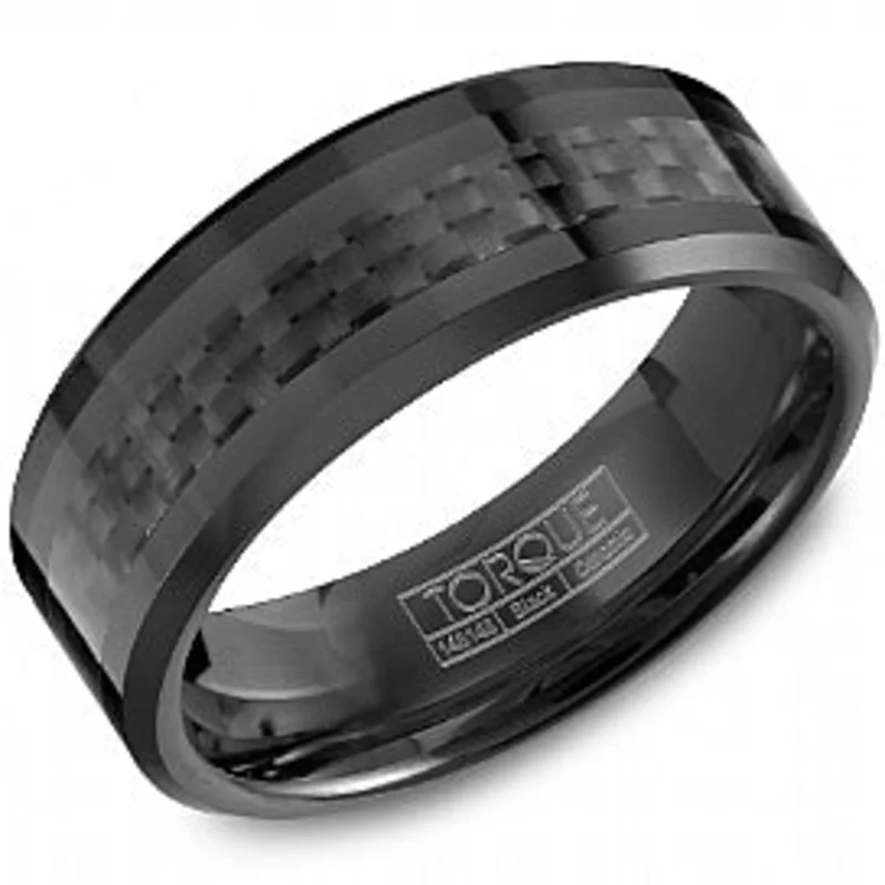 BLACK CERAMIC FIBER INLAY 8MM HIGH POLISH SIZE 10