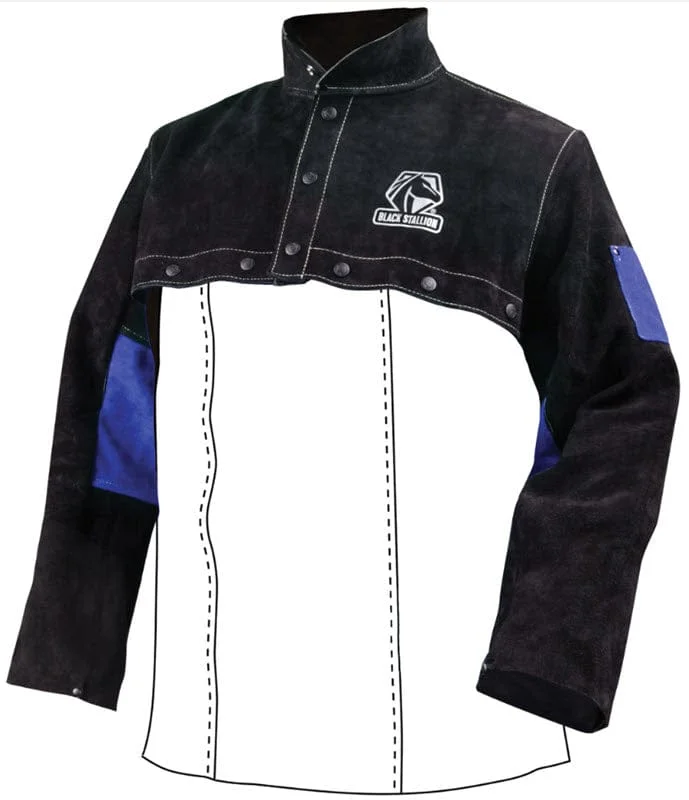 Black Stallion Color Block Leather Cape Sleeves - Split Cowhide JL1021-BB
