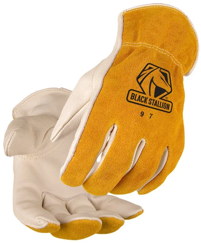 Black Stallion Drivers Gloves - Grain Cowhide Palm/Split Back 97K