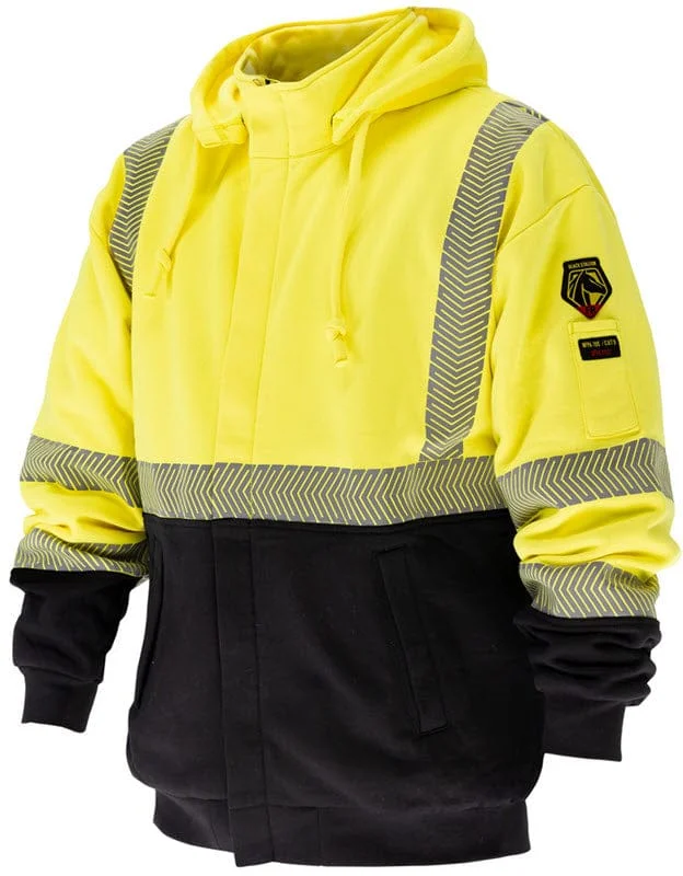 Black Stallion Hi-Vis Class 3 AR/FR Cotton Hooded Sweatshirt JF2045-HY