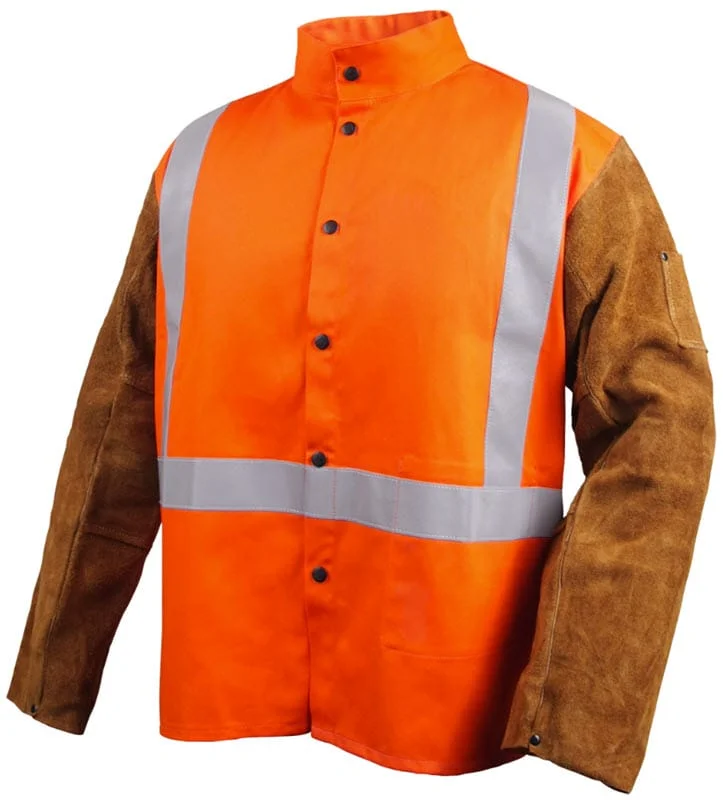 Black Stallion Hybrid Welding Jacket w/Silver Reflectives JH1012-OR