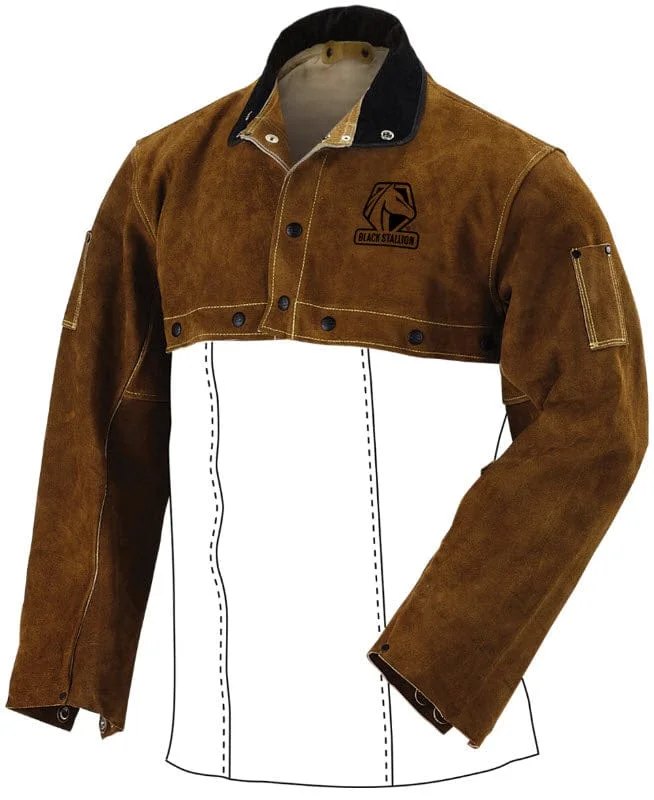 Black Stallion Leather Cape Sleeves - Split Cowhide 21CS