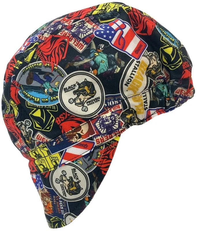 Black Stallion "Sticker Collage" Cotton Welding Cap BC5W-SC