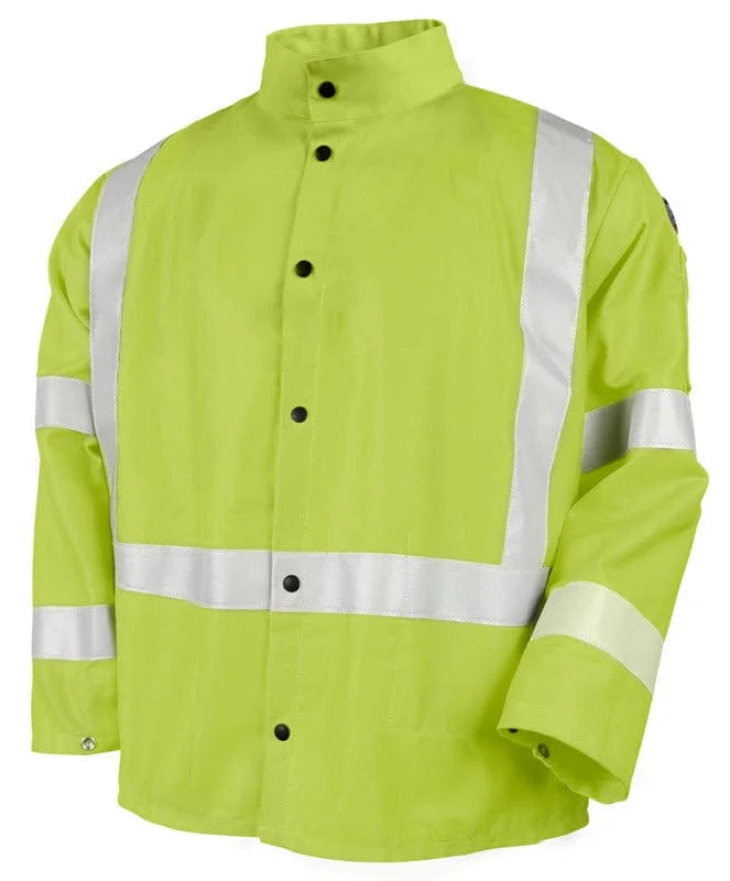 Black Stallion Welding Jacket - FR Lime w/Reflectives JF1012-LM