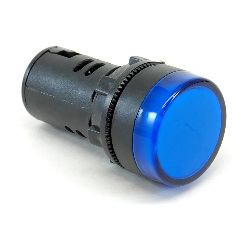 Blue 22mm LED pilot light, 100-120V AC/DC
