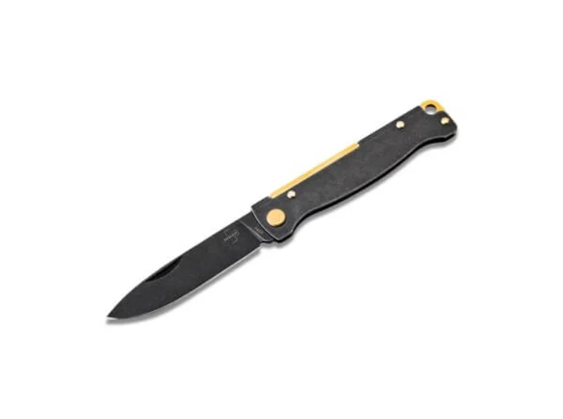 Boker Atlas Black Stonewash Brass Pocket Knives Black