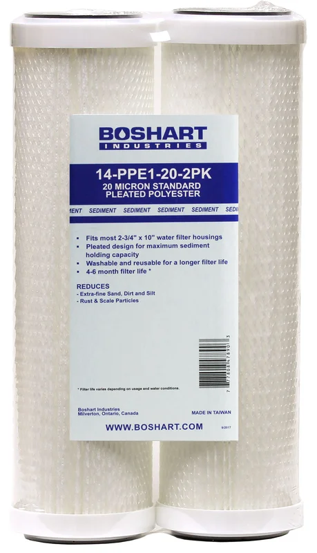 Boshart 14-(G)PPE Series Pleated Polyester Sediment Cartridge 14-PPE1-20, 9-3/4"