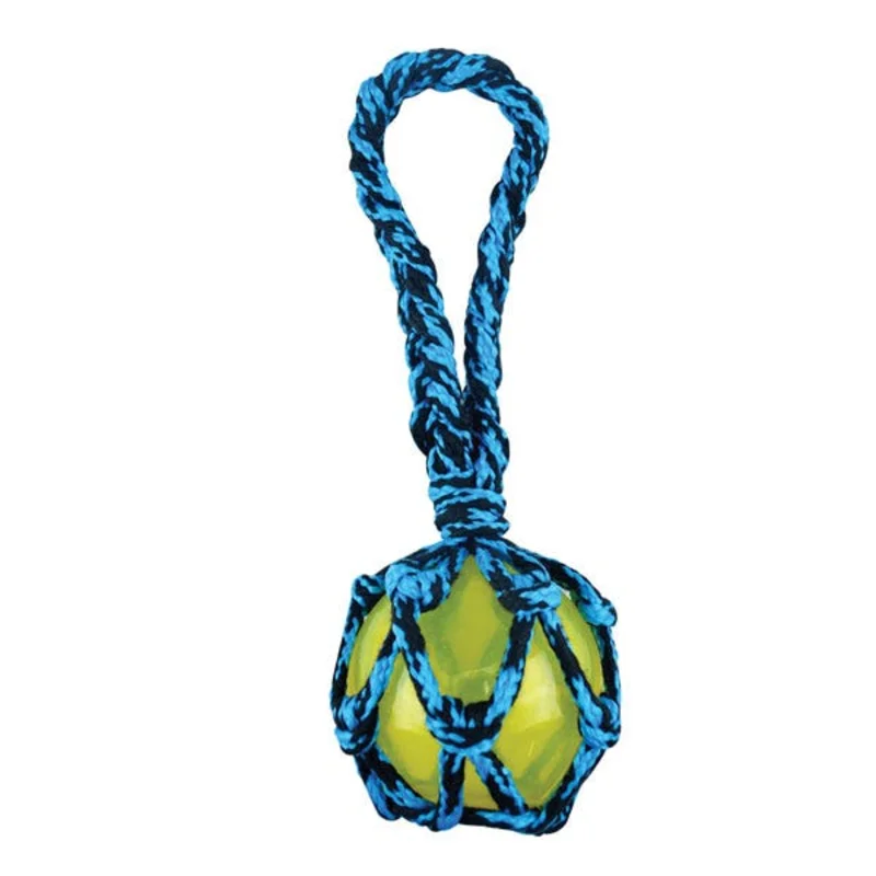 Boss Pet Park Blvd Paracord Rope Tug with TPR Squeaky Ball Dog Toy Green