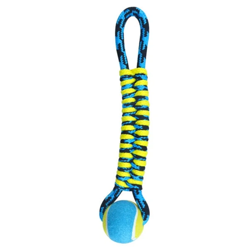 Boss Pet Park Blvd Paracord Rope Twisted Tug With Tennis Blue Blue