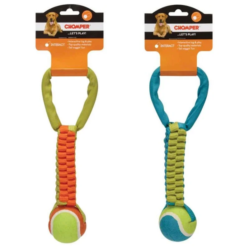 Boss PetEdge Chomper Braided Nylon Tennis Ball Tugs Dog Toy