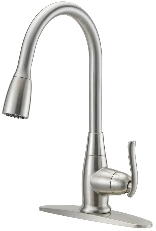 Boston Harbor Faucet Pull-Down Kitchen Faucet 1.8 gpm 1-Handle 1 or 3-Faucet Hole Stainless Steel