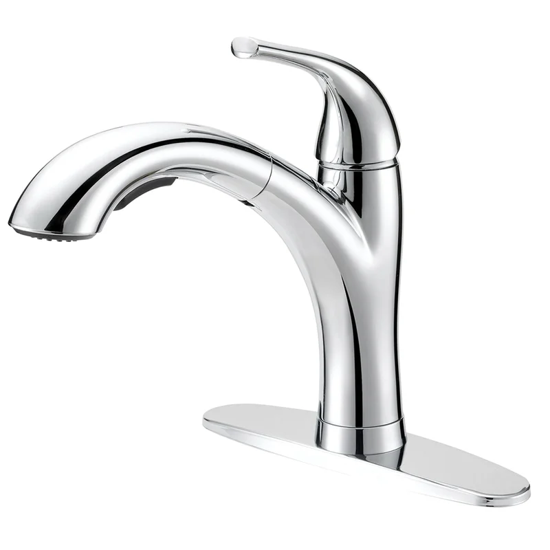 Boston Harbor Pull-Out Kitchen Faucet, 1.8 gpm 1-Handle, 1, 3-Faucet Hole Metal/Plastic Deck Chrome Chrome