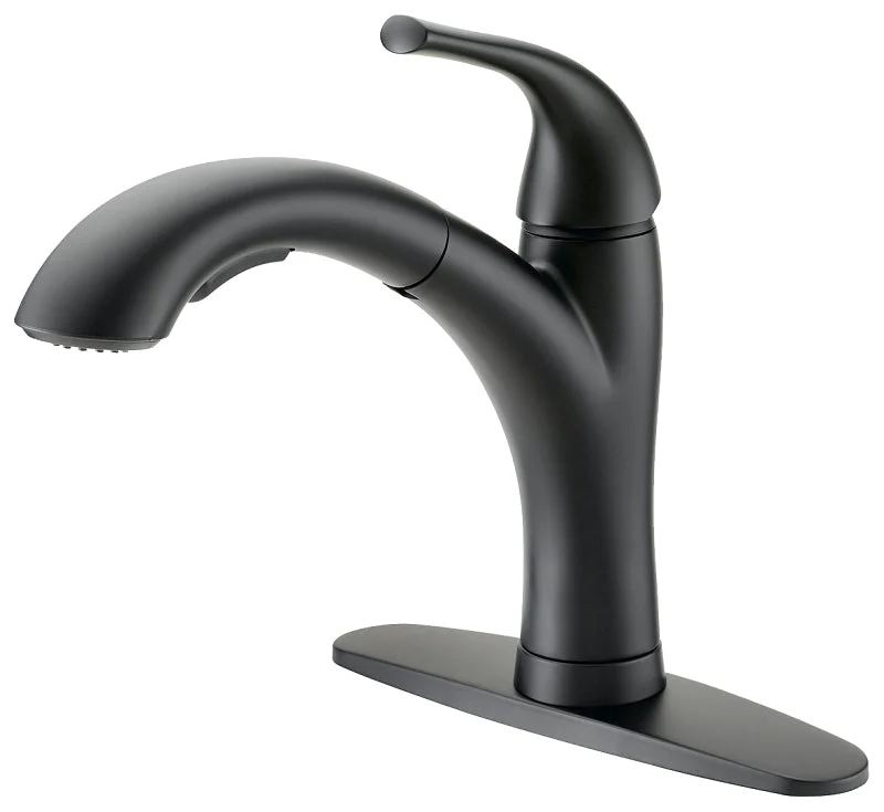 Boston Harbor Pull Out Kitchen Faucet 1.8 gpm 1-Handle, 1, 3-Faucet Hole Metal/Plastic Deck Matte black Matte Black