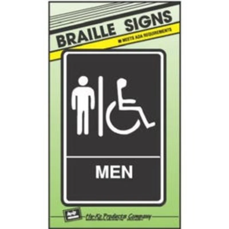 Braille Sign, "Men/Handicapped Restroom", Peel & Stick, 6 x 9-In.