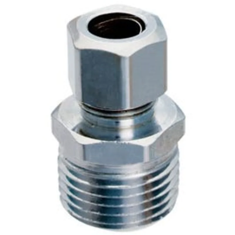 Brass Compression Straight Connector, Lead-Free, 1/2 MPT x 3/8-In. OD
