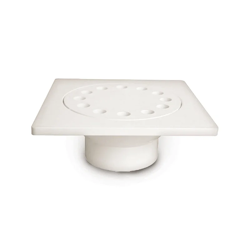 Braxton Harris Company 6 x 6 w/ 1-1/2 x 2 Outlet PVC Bell Trap Drain w/ Snap-in Lid (strainer)