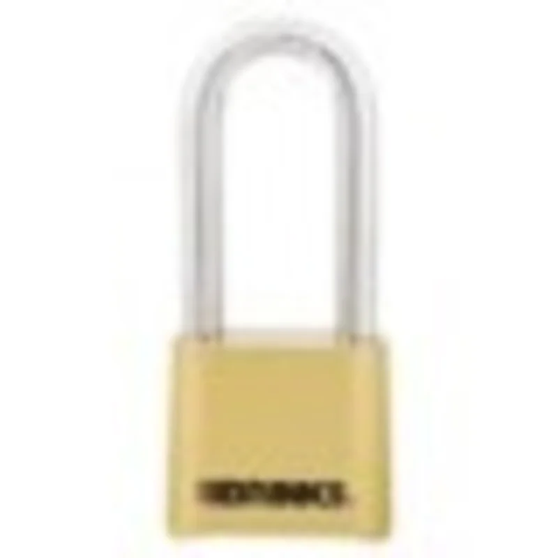 Brinks Commercial 50mm Commercial Brass 4-Dial Resettable Combination Lock with 2 3/8 Shackle Clearance - Brass Plated with Chrome Plated Boron Steel Shackle