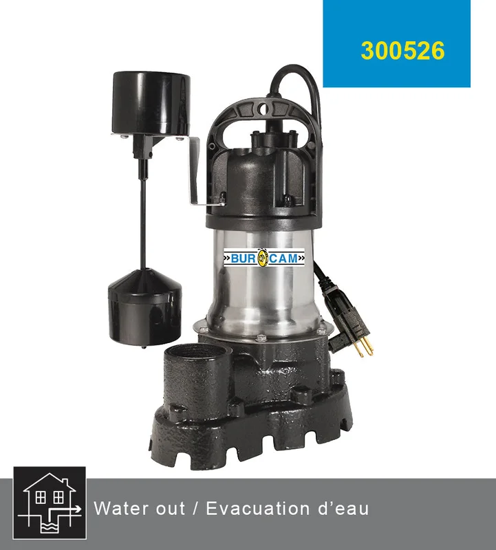 Burcam 300526 Submersible Sump Pump, 1/2 Hp