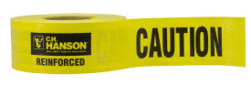 C.H Hanson Barricade Tape-CAUTION 500'x3"x5Mil Reinforced Yellow