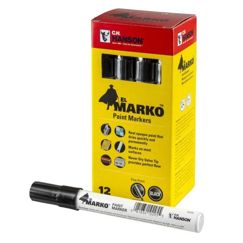 C.H. Hanson El Marko Paint Marker-Black (12 pack) Black