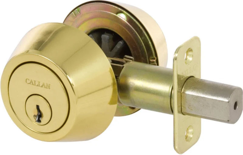 Callan Double Cylinder Deadbolt, Polished Brass Polished Brass