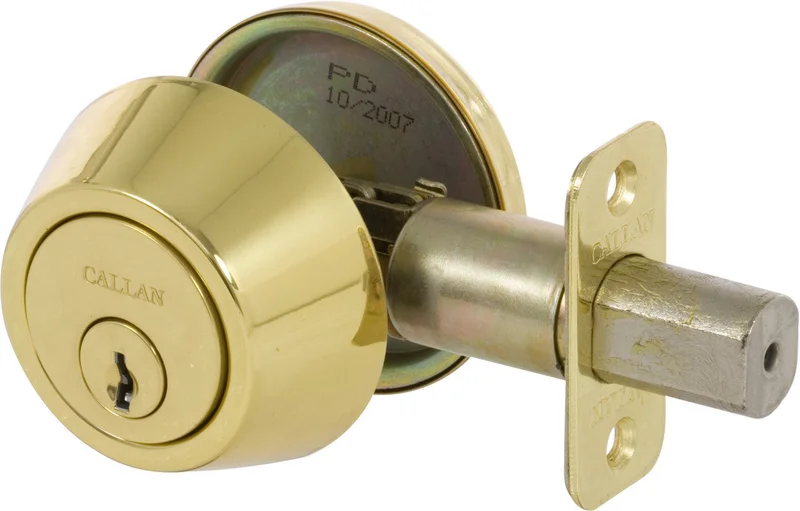Callan Single Cylinder Deadbolt, Polished Brass Satin Nickel