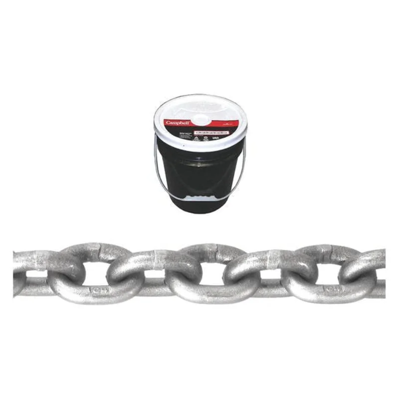 Campbell 1/4" Grade 43 High Test Chain, Zinc Plated, 150' per Round Pail