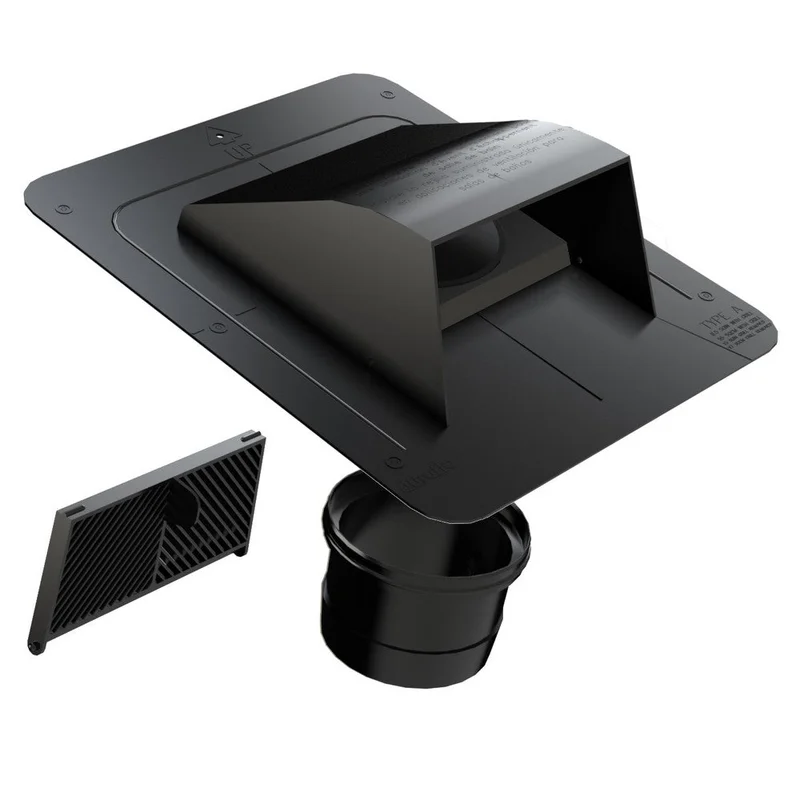 Canplas Roof Dryer & Bathroom Exhaust Vent with Flapper & Attached Collar Black