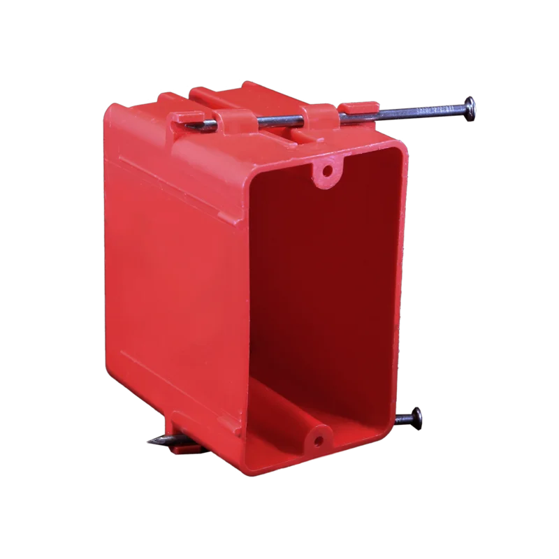 CANTEX 1-Gang 20 cu. in. EZ BOX New Work Nail-on Residential Alarm Box with Knockouts Red