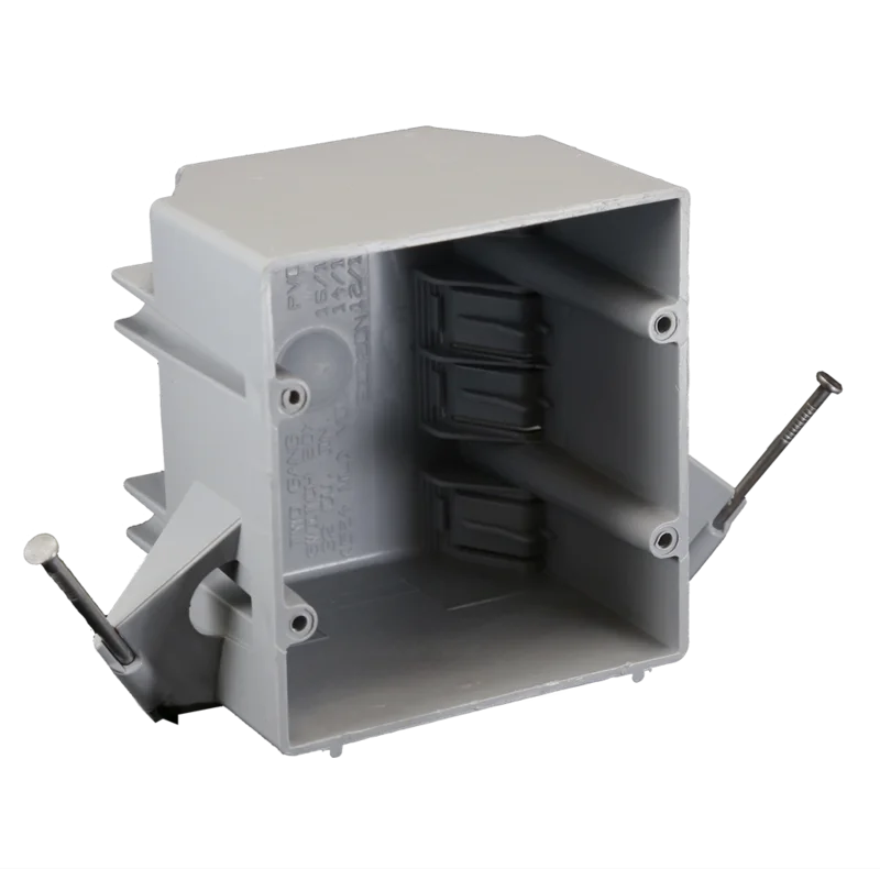 Cantex EZ BOX New Work Nail-on Residential Electrical Switch and Outlet Box with Wire Clamps Gray