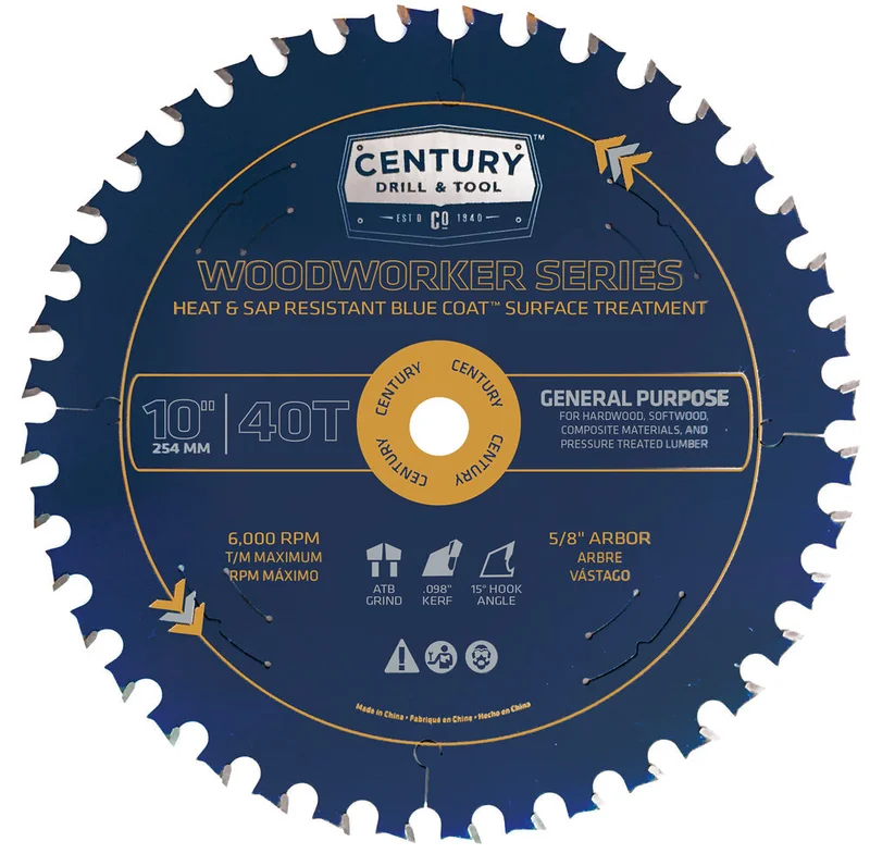 Century Drill And Tool 10 X 40t Woodworker Series Circular Saw Blade  General Purpose