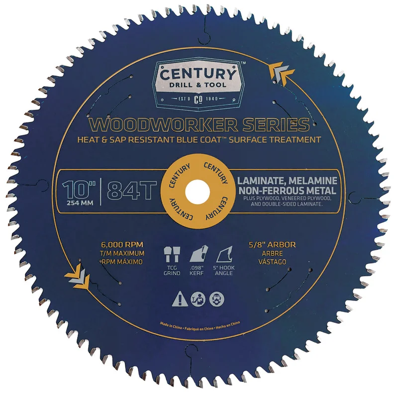 Century Drill And Tool 10 X 84t Woodworker Series Circular Saw Blade  Laminate, Melamine, & Non-Ferrous Metals